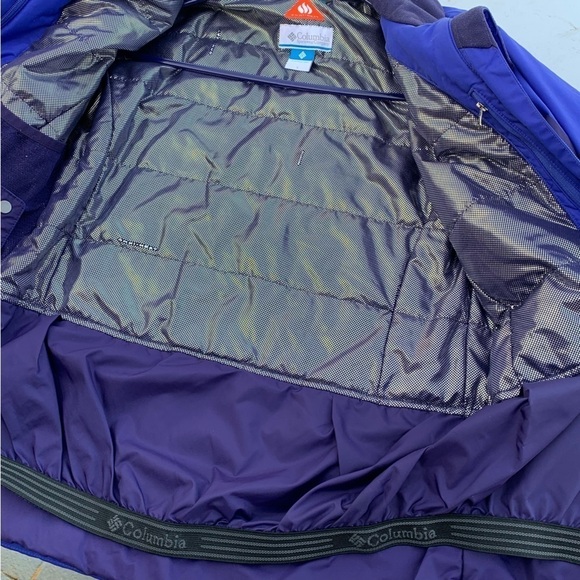 Columbia Women’s Powderhouse Jacket Blue Black Ski Hooded Size Small Omni Heat - Picture 8 of 9